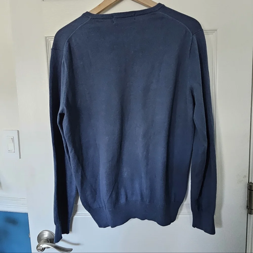 J.Crew Blue Cotton Cashmere V-Neck Sweater Men’s Small